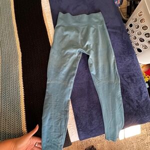 Gym Shark Seamless Blue Athletic Leggings High Waist Gym Workout Fitness Apparel